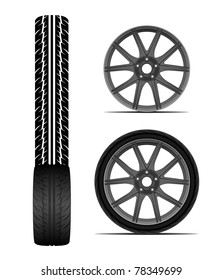 Car wheel with tire print eps8