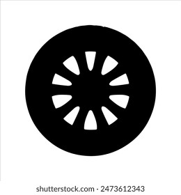 Car wheel tire silhouette isolated on white background. Car wheel icon vector illustration design.