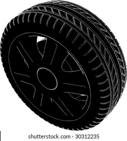 Car Wheel Tire Vector 02