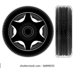 Car Wheel Tire Vector 04