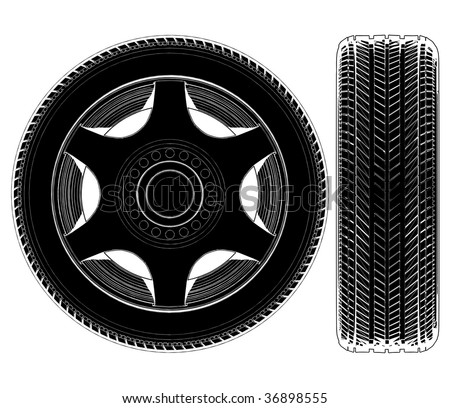 Car Wheel Tire Vector 04
