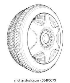 Car Wheel Tire Vector 05