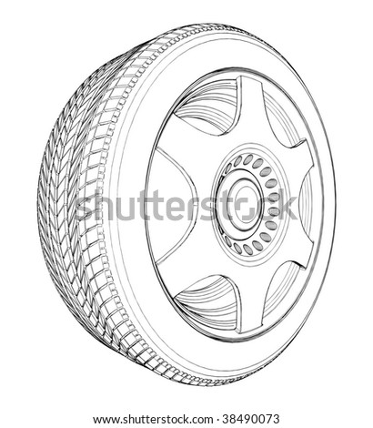 Car Wheel Tire Vector 05