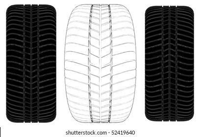 Car Wheel Tire Vector 07
