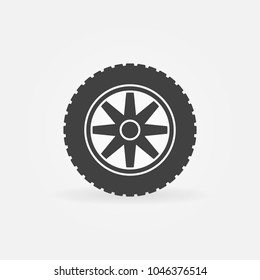 Car wheel with tire vector symbol or icon