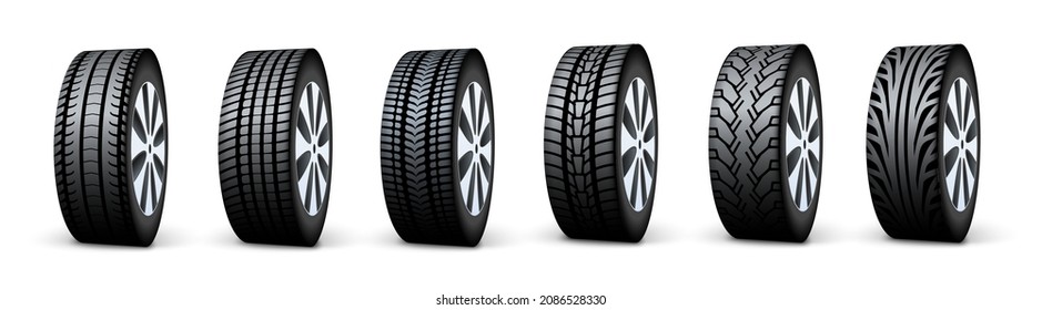 Car wheel tyre 3d isolated vector automobile service. Car tire wheel 3d icon