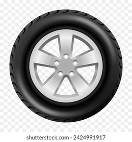 Car wheel. Vector 3D clipart isolated on transparent background.