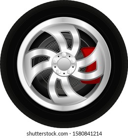 Car wheel. Vector 3d illustration isolated on white background