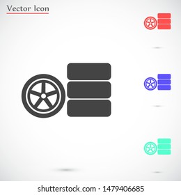 Car wheel vector icon. Wheel disks icon. Wheel Gear icon vector flat design best vector icon. Transport tire . Wheel Vector illustration, flat design.
