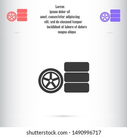 Car wheel vector icon. Wheel disks icon. Wheel Gear icon vector flat design best vector icon. Transport tire . Wheel Vector illustration, flat design.