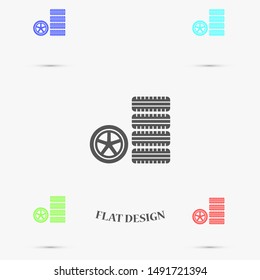 Car wheel vector icon. Wheel disks icon. Wheel Gear icon vector flat design best vector icon. Transport tire . Wheel Vector illustration, flat design.