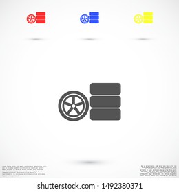 Car wheel vector icon. Wheel disks icon. Wheel Gear icon vector flat design best vector icon. Transport tire . Wheel Vector illustration, flat design.