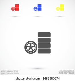 Car wheel vector icon. Wheel disks icon. Wheel Gear icon vector flat design best vector icon. Transport tire . Wheel Vector illustration, flat design.