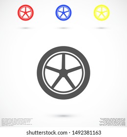 Car wheel vector icon. Wheel disks icon. Wheel Gear icon vector flat design best vector icon. Transport tire . Wheel Vector illustration, flat design.