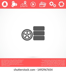 Car wheel vector icon. Wheel disks icon. Wheel Gear icon vector flat design best vector icon. Transport tire .  