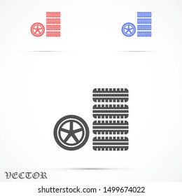 Car wheel vector icon. Wheel disks icon. Wheel Gear icon vector flat design best vector icon. Transport tire  . Wheel Vector illustration, flat design.