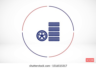 Car wheel vector icon. Wheel disks icon. Wheel Gear icon vector flat design best vector icon. Transport tire . Wheel Vector illustration, flat design.
