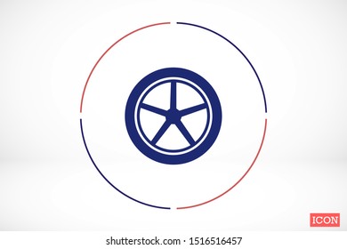 Car wheel vector icon. Wheel disks icon. Wheel Gear icon vector flat design best vector icon. Transport tire . Wheel Vector illustration, flat design.