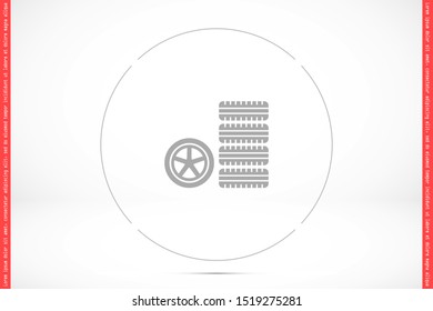 Car wheel vector icon. Wheel disks icon. Wheel Gear icon vector flat design best vector icon. Transport tire . Wheel Vector illustration, flat design.