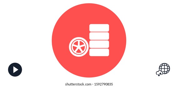 Car wheel vector icon. Wheel disks icon. Wheel Gear icon vector flat design best vector icon. 