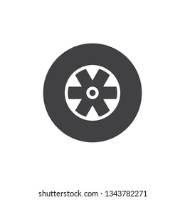 Car wheel vector icon. filled flat sign for mobile concept and web design. disk car wheel tyre glyph icon. Symbol, logo illustration. Pixel perfect vector graphics