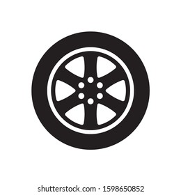 car wheel vector icon, flat design