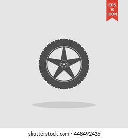 car wheel vector icon. Flat design style eps 10