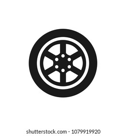 Car wheel vector icon. Tire icon. Car wheel on white background for web design.