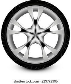 Car Wheel Vector Illustration Imitation Shadow Eps 10 / Wheel Car