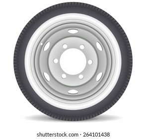 Car wheel.   Vector illustration isolated on white background