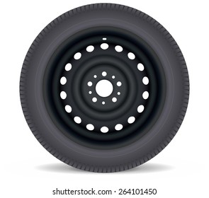 Car wheel.   Vector illustration isolated on white background