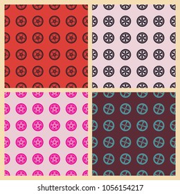 Car wheel vector illustration on a seamless pattern background. Set of elements
