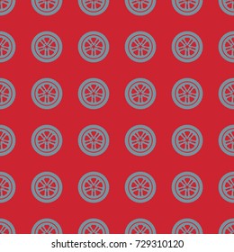 Car wheel vector illustration on a seamless pattern background. Set of elements