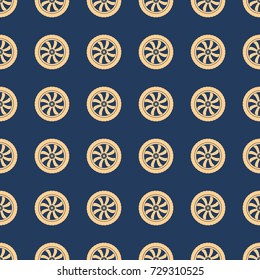 Car wheel vector illustration on a seamless pattern background. Set of elements