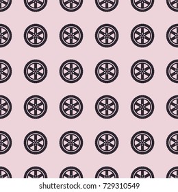 Car wheel vector illustration on a seamless pattern background. Set of elements