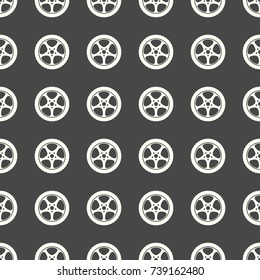 Car wheel vector illustration on a seamless pattern background. Set of elements