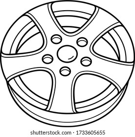 Car wheel. Vector outline icon.