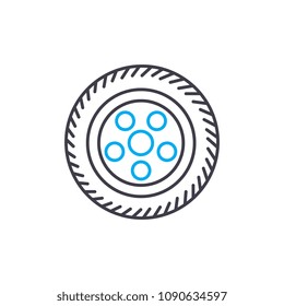 Car wheel vector thin line stroke icon. Car wheel outline illustration, linear sign, symbol concept.