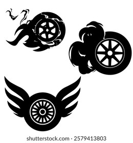 car wheel vector turning wheel clip art.Set of tire and fire flames vector illustration.oveja cara vector.