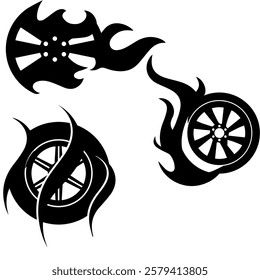 car wheel vector turning wheel clip art.Set of tire and fire flames vector illustration.oveja cara vector.