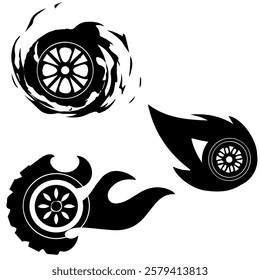 car wheel vector turning wheel clip art.Set of tire and fire flames vector illustration.oveja cara vector.