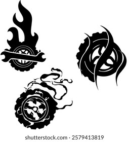 car wheel vector turning wheel clip art.Set of tire and fire flames vector illustration.oveja cara vector.