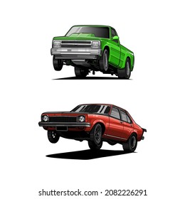 car wheelie vector white background