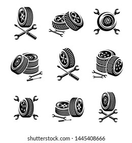 Car wheels collection set. Collection icon wheels. Vector