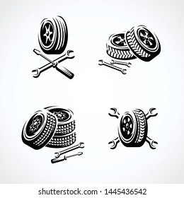 Car wheels collection set. Collection icon wheels. Vector