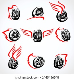 Car wheels collection set. Collection icon wheels. Vector