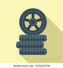 Icono de ruedas de auto vector plano. Neumático automático. Carrera deportiva