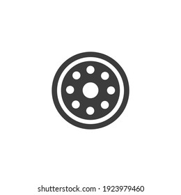 Car Wheels Icon Isolated on Black and White Vector Graphic