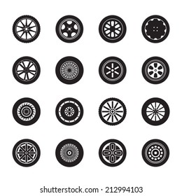 Car wheels icon set