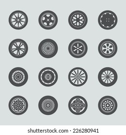 Car wheels icon set